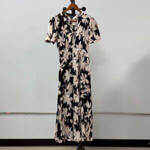 Vera Wang Long Elastic Waist Tiered Skirt Dress B/W Size PXS